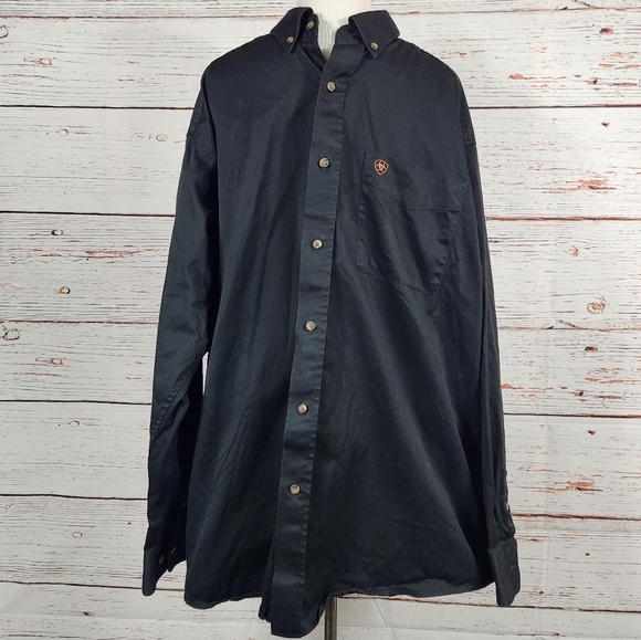 ARIAT Black Button-Down Shirt (XL) - Picture 1 of 8